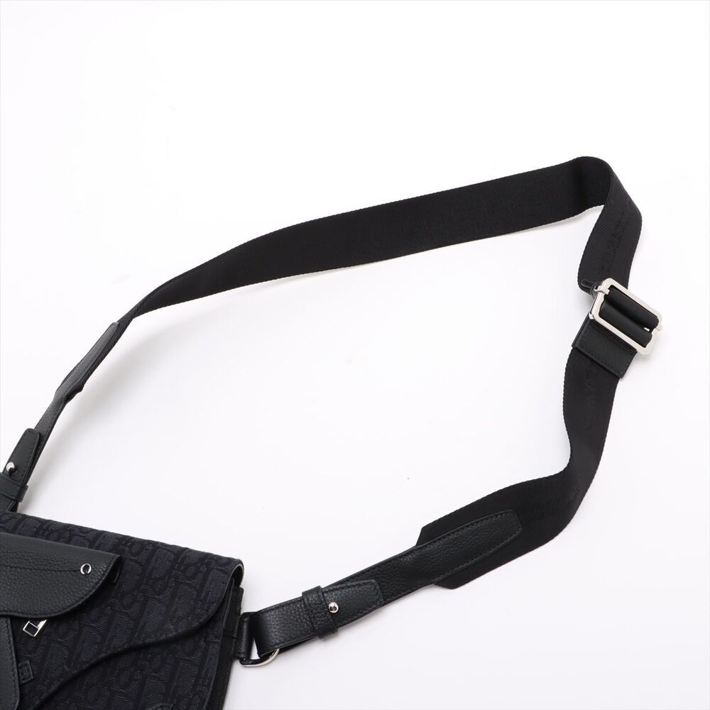 Dior Oblique Saddle Canvas Leather Body Belt Crossbody Bag Black - Picture 5 of 8